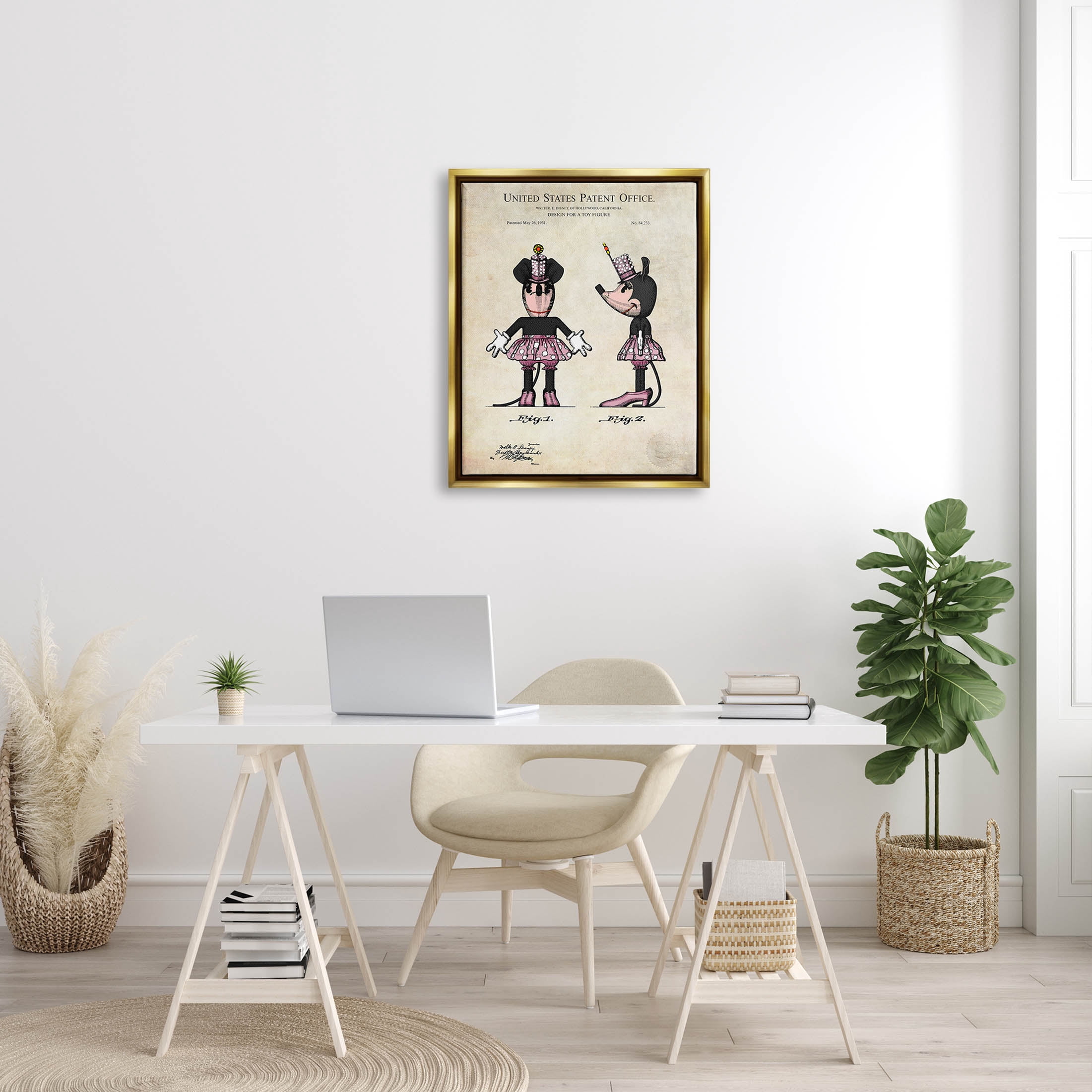 Stupell Industries Mouse Character Figure Diagram Graphic Art Metallic Gold Floating Framed Canvas Print Wall Art, Design by Karl Hronek