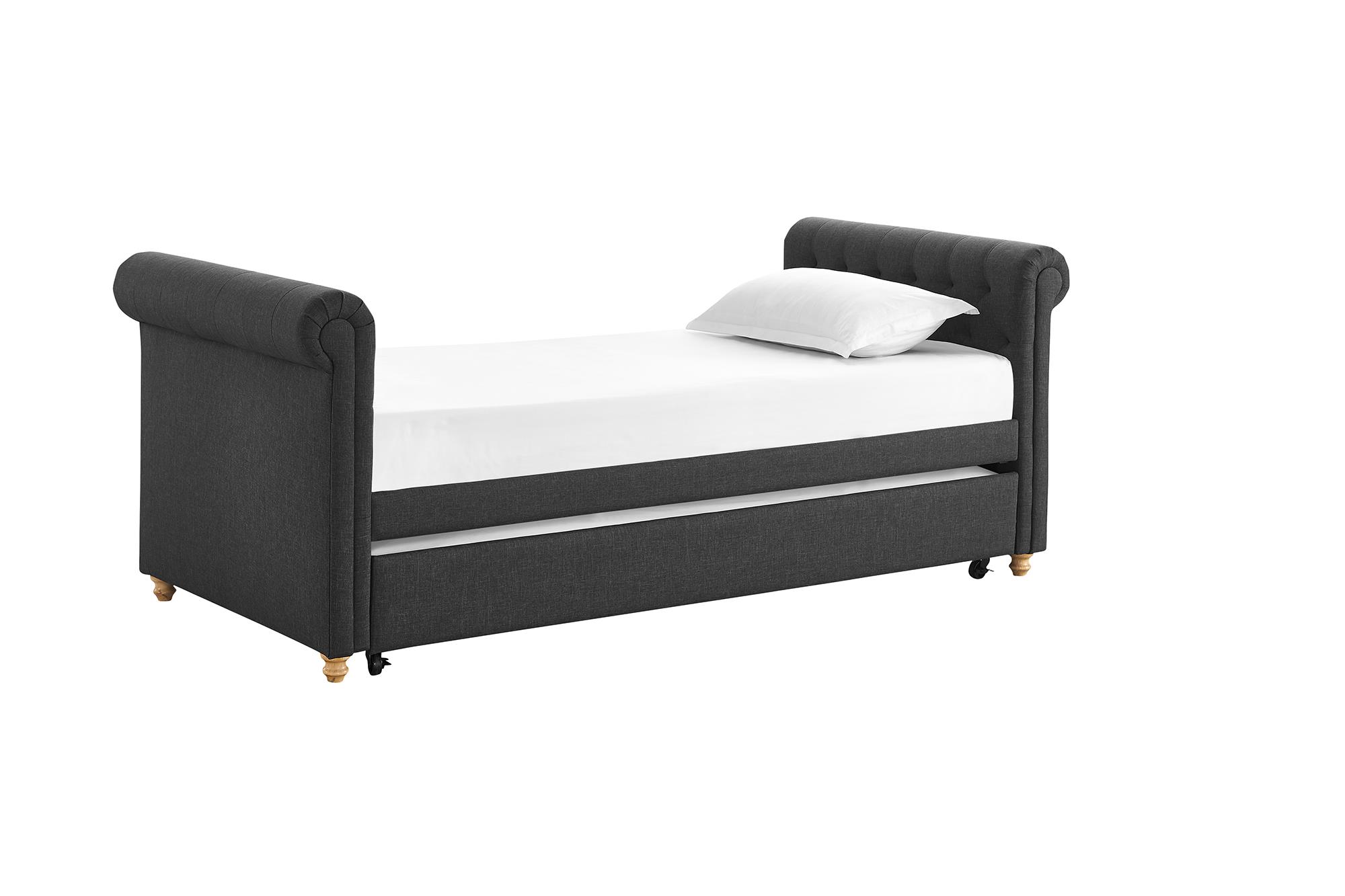 DHP Sophia Upholstered Daybed and Trundle, Dark Gray Linen
