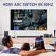 thumbnail image 5 of Conmutador HDMI 2.1 8k a 60 Hz, divisor HDMI, conmutador HDMI ARC de aluminio Mrocioa, salida 3 en 1 con control remoto IR, HDR10+ Dolby Vision/Atmos HDCP 2.3 CEC, 5 of 7