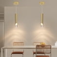 thumbnail image 2 of 2 Pack Minimalist Kitchen Island Pendant Lights, Gold Modern Linear Hanging Light Fixture, Bubble Acrylic, Adjustable 3000K/4500K/6500K, 2 of 7
