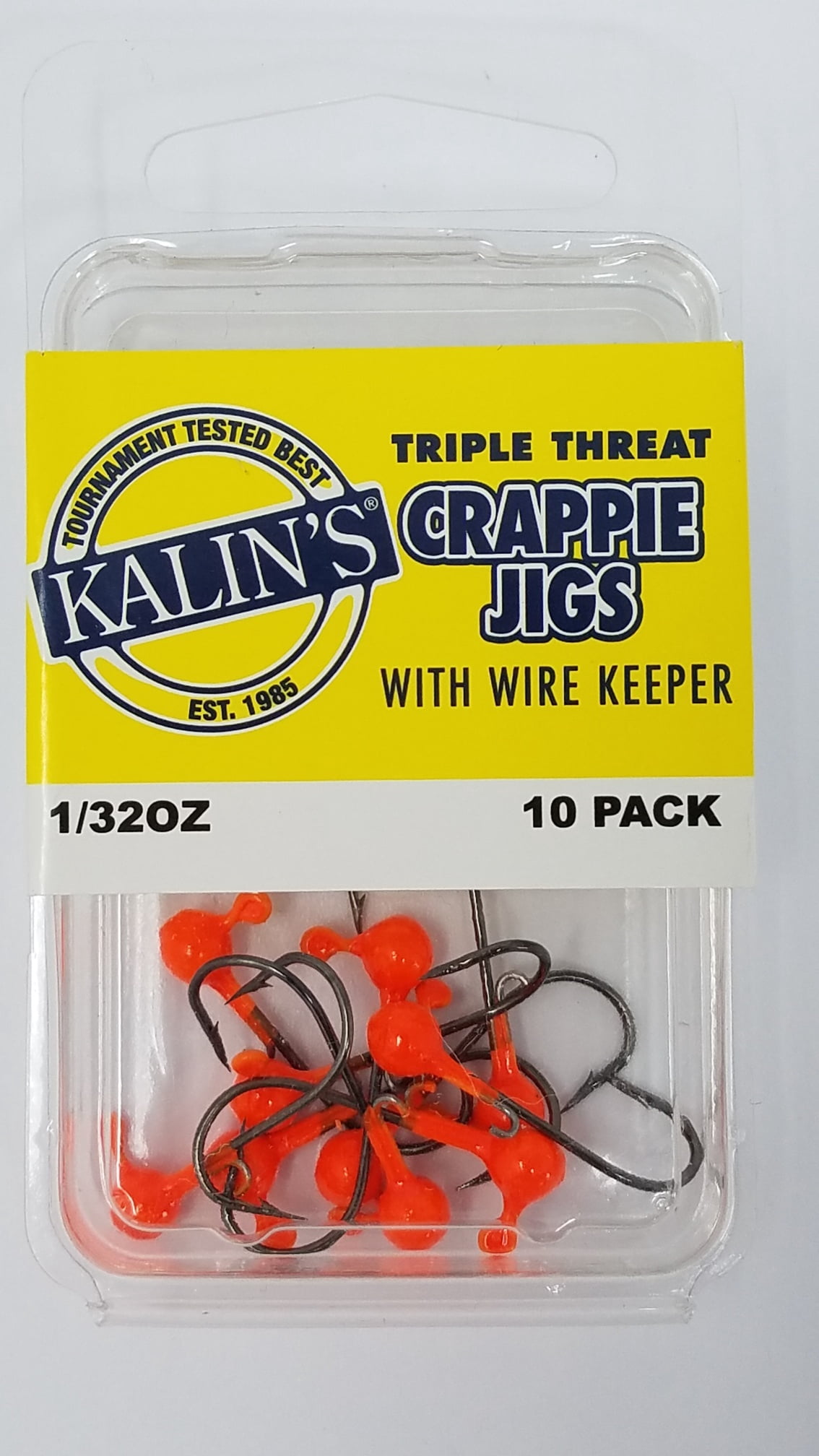 Kalins Freshwater Triple Threat Soft Plastics Fishing Jig , Orange, 1/32 oz., 10ct, Lake
