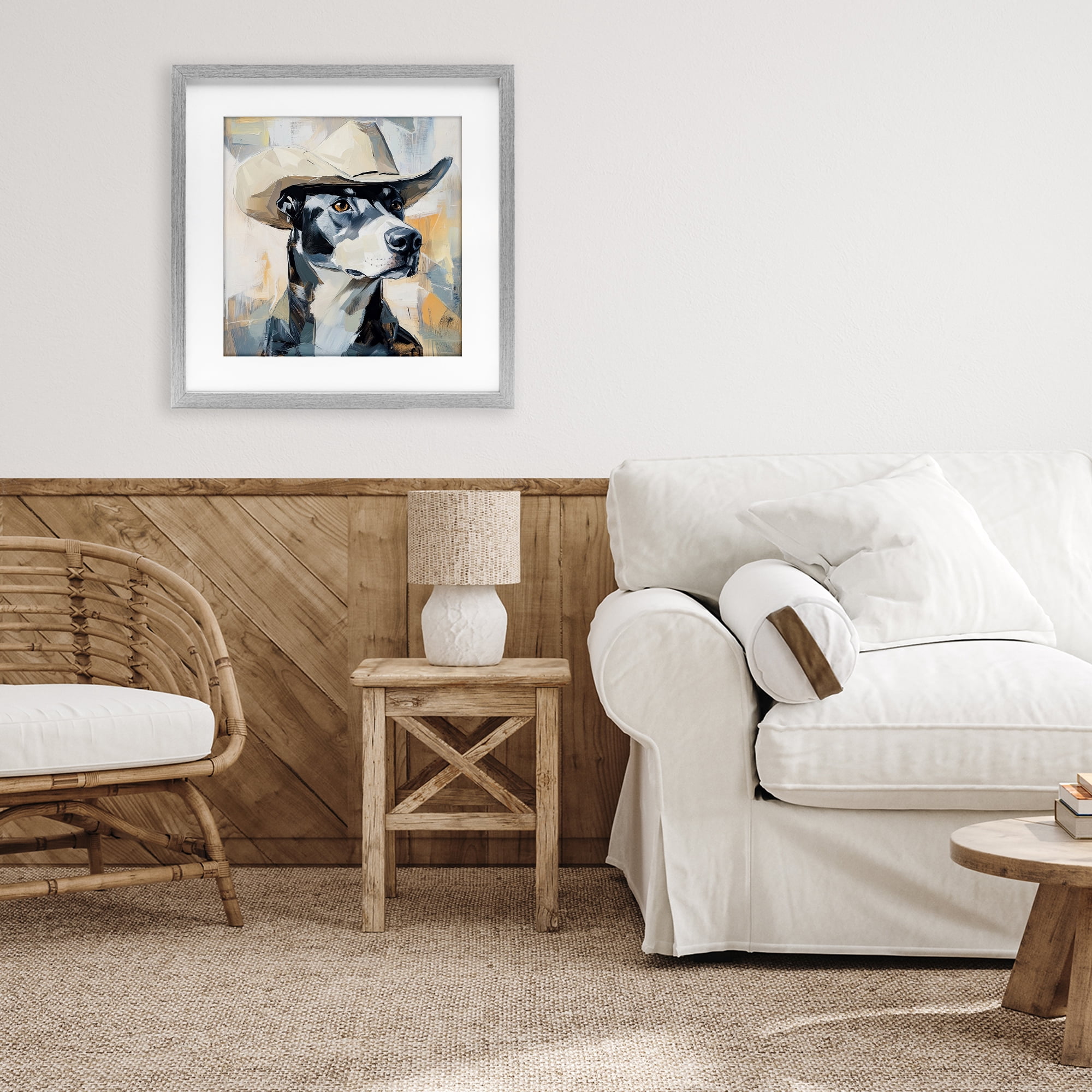 Stupell Industries Deputy Dog Cowboy Hat Gray Framed Print Under Glass, design by Tina LeCour