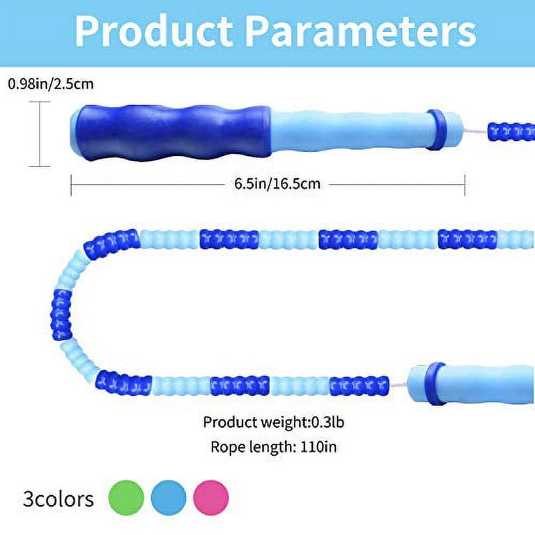 Adjustable Beaded Jump Rope For Kids & Adults - 9 FT, Soft PVC Beads, Tangle-Free For Fitness & Exercise