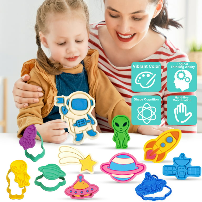 13 Piece Dough Sets for Kids Ages 4-8, Universe Theme Dough Kit for Toddler Kids Boys Girls 3-5 Gifts, Blue