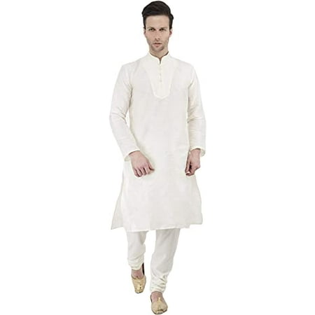 

Royal Kurta Mens Silk Woven Kurta Churidar (44 Cream)