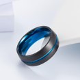 thumbnail image 2 of Anillo de tungsteno TANGJMXG acanalado azul 8 mm Talla 10, 2 of 5