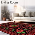 thumbnail image 2 of ODIKA 6'x9' Machine Washable Non-Slip Area Rug, Elegant Bloom Cluster Design with Curved Petal Swirls and Festive Highlights High Traffic Rug with Pad, Black, 743950, 2 of 8
