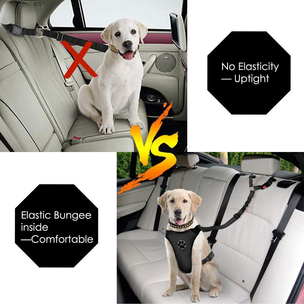 Adjustable Dog Car Restraint with Elastic Nylon Bungee Buffer for Pets Safety Reflective Pet Seat Belt Universal for Most Cars AMZNOVA 2 Pack Dog Seat Belt 4 Colors 