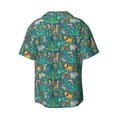 thumbnail image 6 of Lsque Jungle Animals print Men's Cuban Collar Short Sleeve Shirt Summer Beachwear Casual Button Down Fashionable Vacation Leisure Shirt-3X-Large, 6 of 7