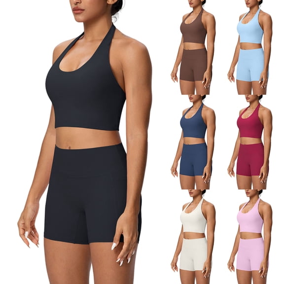 Bovxnpu Workout Sets for Women 2 Piece Tracksuit Set Athletic Yoga Outfits Outdoor Yoga Active Wear Camisole With Shorts Active Wear Set