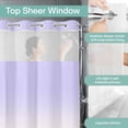 thumbnail image 4 of No Hook Shower Curtain, Ombre White Extra Long Bathtub Curtains with Snap in Liner, Romatic Purple Art Waterproof Washable Fabric Shower Curtain Set, 72"W x 96"L, 4 of 9