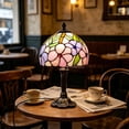 thumbnail image 6 of Tiffany Style Floral Stained Glass Table Lamp,Colorful Flower Shade Desk Lamp with Antique Bronze Metal Base,Lamp for Bedroom, Living Room, Study & Coffee Shop Decor(7.9*14.2 in)C, 6 of 7