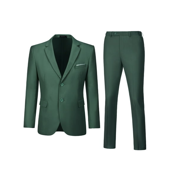 Wehilion Mens Suits Slim Fit 2 Piece Formal Two Button Single Breasted Tuxedo for Men Wedding Casual Business Jacket Pants
