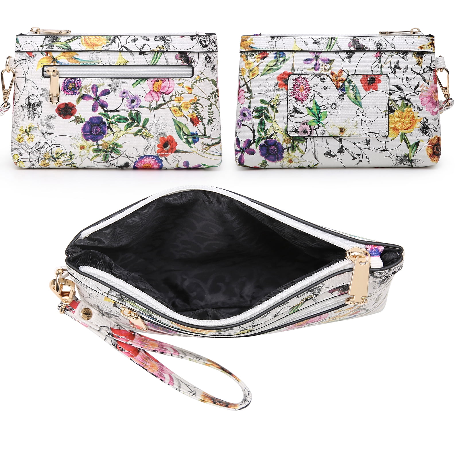MKP Womens Satchel Female Handbags Two Tone Vegan Leather Shoulder Bag with Wallet 2pcs Set