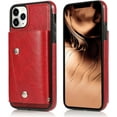 thumbnail image 2 of for iPhone 11 Pro Max Card Holder Case with Neck Strap Crossbody Chain Handbag Wrist Strap Protective Cover with Credit Card Holder Slot PU Leather Wallet Case for iPhone 11 Pro Max Red, 2 of 9