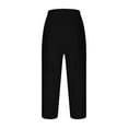 thumbnail image 6 of YUGYXL Summer Linen Capri Pants for Women Irregular Hem Cropped Pants Button Stretch Waist Capri Pants Dressy Office Pants Black L, 6 of 7