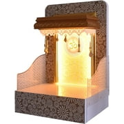 Wooden Temple For Home With LED Lights For Home And Office / Wooden Designer Mandir With Cabinets / Pooja Mandir For Home Large/Puja Mandir