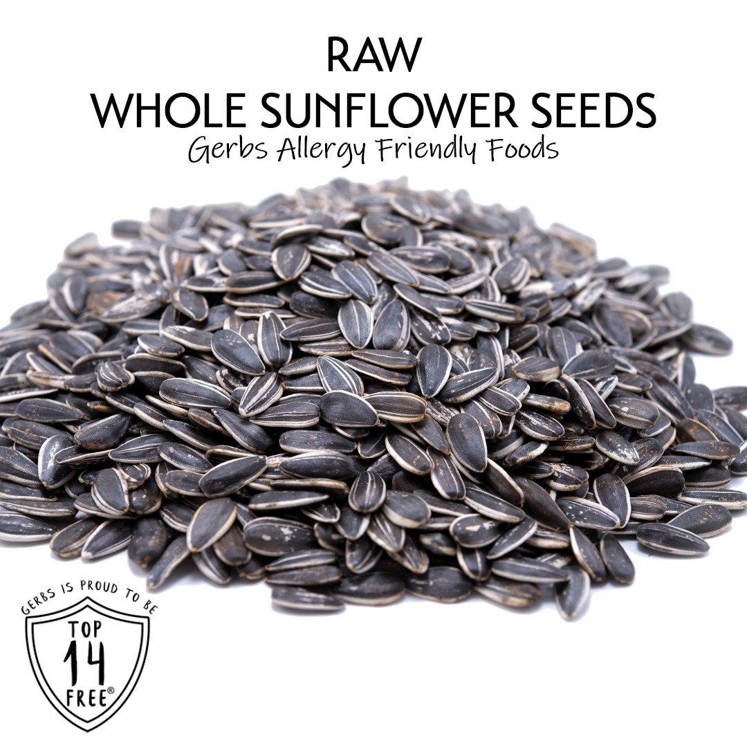 GERBS Raw Whole Sunflower Seeds, 32 oz (2 lb re-closeable bag), Top 14 Food Allergen Free, Non GMO, Vegan, Keto, Paleo Friendly