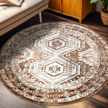 Unique Loom Charlotte Collection Area Rug - Quail (3' 1" Round Brown/Gray)