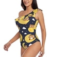thumbnail image 3 of Picia Moon Bear Pattern Women's One Piece Swimsuits,One Shoulder Swimwear Asymmetric ,Ruffle Monokinis Bathing Suits,High Waisted Flattering Bathing Suits-Medium, 3 of 8