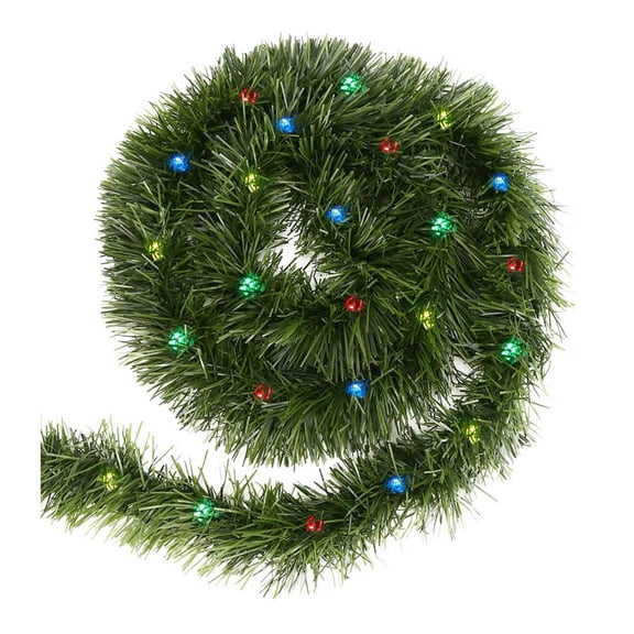 Mozhitti 16Ft Prelit Christmas Garland With 100 Colorful String Lights Xmas Garland Suitable For Indoor Or Outdoor Decorations