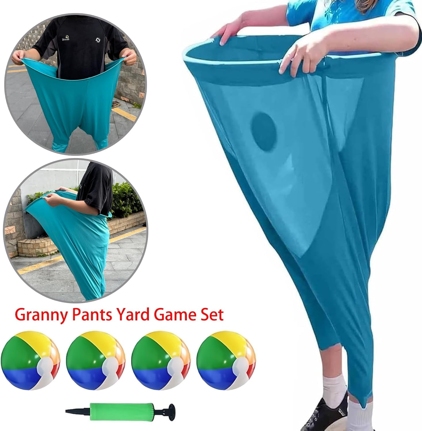 Granny Pants Yard Game, Granny Pants Outdoor Games with 4 Bouncy Balls and 1 Air Pump, Fun Family Reunion & Adult Yard Game for Groups - The Ultimate Backyard Party Tossing & Catching Games