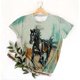 thumbnail image 3 of Tops de Ajuste Suelto para las Mujeres Nueva Manga Corta Cuello Redondo Suéter Caballo Casual Impreso Camiseta, Ligero Top de Verano, 3 of 7