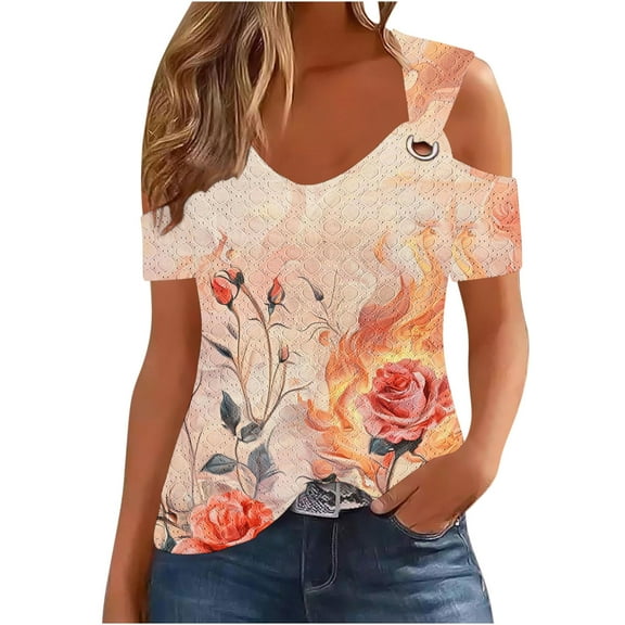 Women's Tops Casual Loose Fit Summer Tunic Tops 2025 Dressy Short Sleeve Tshirts Shirts Ladies Tops And Blouses Petite Size