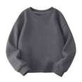 thumbnail image 3 of Ulanda Girls Oversized Crewneck Sweatshirts Kids Fashion Fleece Drop Shoulder Pullover 5-14 Years (Grey, 11-12 Years), 3 of 9