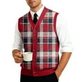 thumbnail image 5 of Men's Sweater Vest V Neck Button Down Sleeveless Cardigan Argyle Sweater Vest, 5 of 7