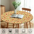 thumbnail image 5 of Round Table Cover for Round Tables 36"-70", Fitted Tablecloth with Elastic for Indoor Outdoor Party Holiday, 52inch, Autumn Maple Leaf and Mushroom, 5 of 6