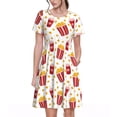 thumbnail image 1 of Bixox Robe d'Été à Manches Courtes pour Femmes Robe Ample Longueur Genou avec Poches-Maïs Soufflé, 1 of 7