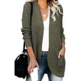 thumbnail image 2 of Womens Long Sleeve Open Front Waffle Chunky Knit Cardigan Sweater Outwear, 2 of 5