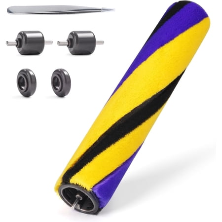 Soft Roller Brush Bar and Roller Wheels Sets Compatible with Dy*son V15 V12 Slim V10 Slim V8 Slim Handheld Vacuum Cleaners, Replacement Part No.971634-01