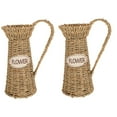 thumbnail image 4 of unbranded 2pcs Woven Planter Farmhouse Flower Pitcher with Handle Rustic Flower Arrangement Vase Rattan Flower Pot Indoor Decorative Flower Container, 4 of 8