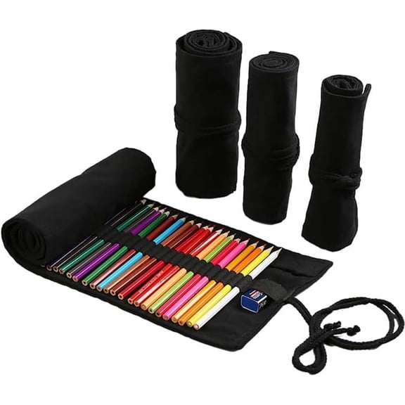 WAAYEE 24/36/72 Slots Pencil Roll Wrap, Colored Pencil Organizer Bag for Artists, Portable Short Brush Pouch Case for Drawing, Coloring & Sketching