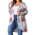 thumbnail image 4 of Agnes Orinda Plus Size Cardigan for Women Lightweight Long Sleeve Floral Knit High Low Hem Draped Duster 3X Grey, 4 of 6