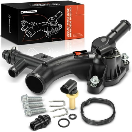 A-Premium Engine Coolant Thermostat Housing Water Outlet w/Sensor Compatible with Buick, Chevy Vehicles - 1.4L Only - Cruze 11-15, Sonic 12-20, Trax 13-20, Encore 13-20 - Replaces 25193922