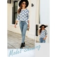 thumbnail image 3 of ZXSXSY Women Wavy Knit Crew Neck Long Sleeve Color Block Sweater, 3 of 7