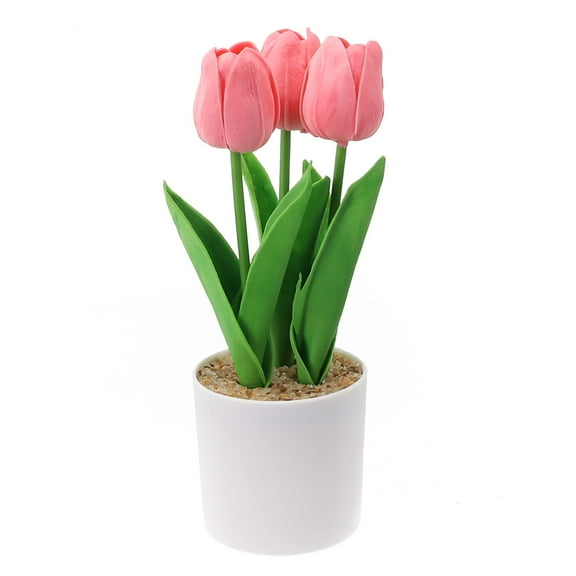 Artificial Flowers Tulip Potted Fake Plants Tree In Pot Home Wedding Party Decor Plastics Pink Yellow Red Champagneb Decoration