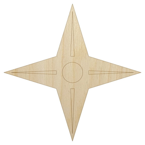 Four Point Ninja Star Wood Shape Unfinished Piece Cutout Craft DIY Projects - 4.70 Inch Size - 1/8 Inch Thick