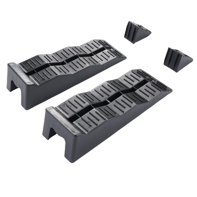 RV Leveling Ramps, 11000LBScamper or Trailer Leveler or Wheel Chocks for Stabilizing Uneven Ground and Parking, Achieve Accurate Leveling, HDPE Material