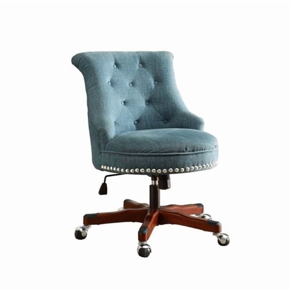 Bowery Hill Armless Upholstered Office Chair in Aqua