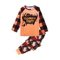 thumbnail image 4 of Seyurigaoka Family Matching Halloween Pajamas Outfit Letter Plaid Cartoon Print Pullover Tops Scary Atmosphere Pattern Long Pants Sleepwear Clothing, 4 of 9