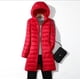 thumbnail image 5 of Chaqueta de plumón ligera y de moda con capucha y corte ajustado de longitud media para mujer de otoño e invierno, talla grande, 5 of 6