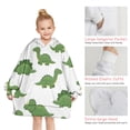 thumbnail image 6 of White Green Dinosaurs Pattern Blanket Hoodies for Kids 6-13YR Oversize Wearable Blanket Hoodies for Boys Girls Teens, 6 of 7