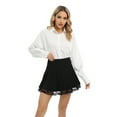 thumbnail image 6 of Aosijia Womens High Waist Pleated Lace Panel Skirt Stretchy Flared Casual A Line Skater Skirt Black XL, 6 of 8