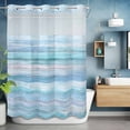 thumbnail image 2 of Summer No Hook Shower Curtain with Snap in Liner Gradient Blue Wood Grain Rustic Farmhouse Modern Waterproof Bathroom Shower Curtain with See Through Top Window for Bathtub 60" x 72", 2 of 9