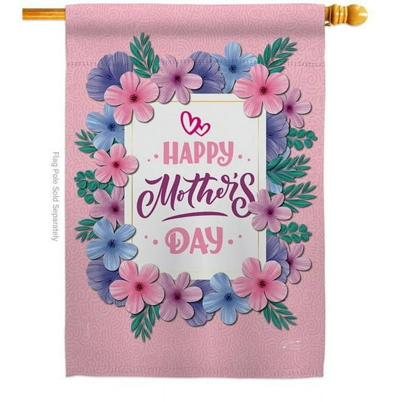 Angeleno Heritage H137178-BO Pink Mother Day Family 28 x 40 in. Double-Sided Decorative Vertical House Flags for Decoration Banner Garden Yard Gift
