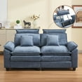 thumbnail image 2 of DOMICARE 72'' Cloud Modern Loveseat with Removable Headrest, Modular 2-Seater Chenille Sofa Couch with Armrests, Oversized Comfy Sectional for Living Room, Blue, 2 of 9